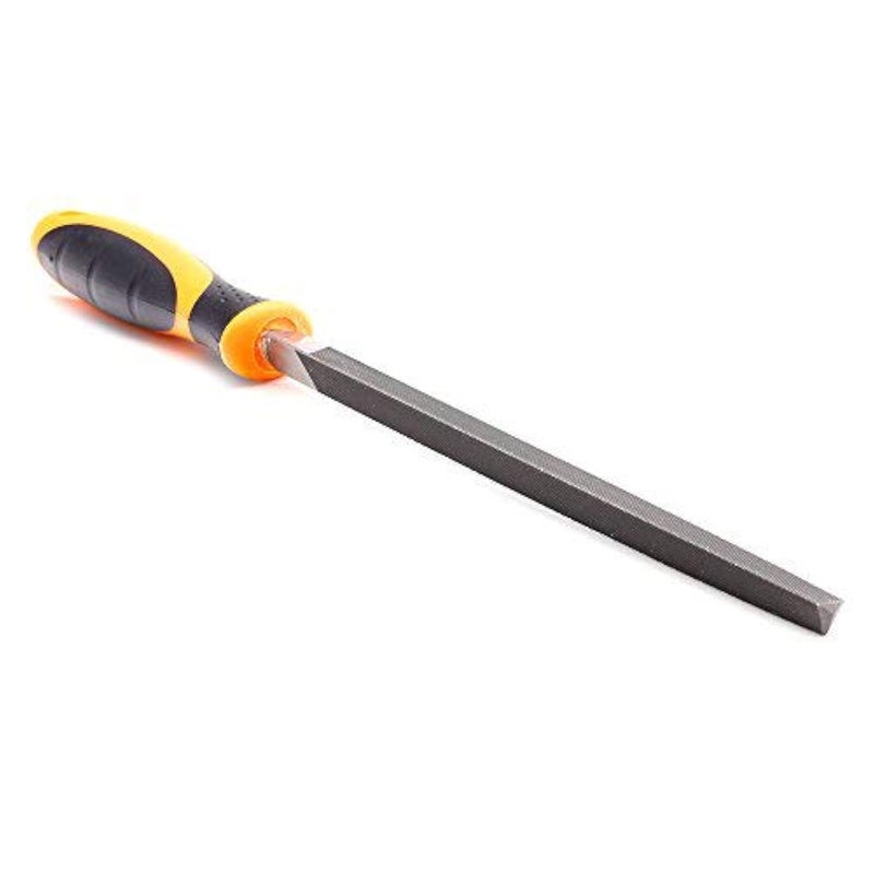 FINDER Bastard Cut Mill File, 8" Triangle File with High Carbon Hardened Steel, Ergonomic Grip, Comfortable Handle, Hand File for Filing or Trimming Holes Ideal for Wood, Metal, Plastic - Image 1